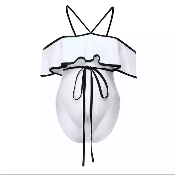 ✨SOLD✨ White Off Shoulder Maternity Bathing Suit - Picture 2 of 5